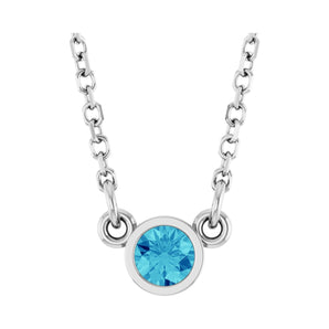 Solitaire Bezel Lab Grown Diamond Necklace in 14K White Gold (18"...