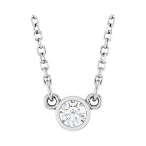 Solitaire Bezel Lab Grown Diamond Necklace in 14K White Gold (18"...