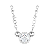 Solitaire Bezel Lab Grown Diamond Necklace in 14K White Gold (18"...