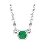Solitaire Bezel Lab Grown Diamond Necklace in Rhodium-Plated Ster...