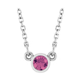 Solitaire Bezel Lab Grown Diamond Necklace in Rhodium-Plated Ster...