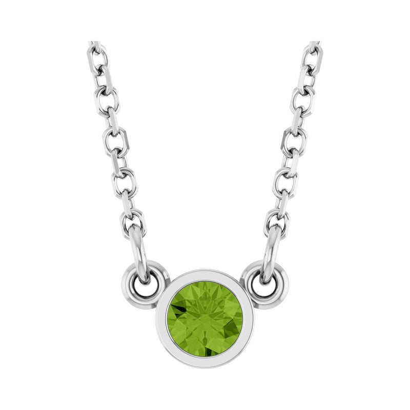 Solitaire Bezel Lab Grown Diamond Necklace in Rhodium-Plated Ster...