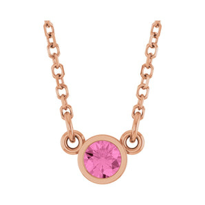 Solitaire Bezel Lab Grown Diamond Necklace in 14K White Gold (18"...