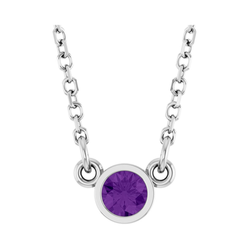 Solitaire Bezel Lab Grown Diamond Necklace in 14K White Gold (18"...