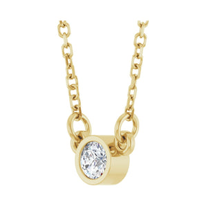 1/10 ct tw Solitaire Bezel Lab Grown Diamond Necklace in 14K Whit... - view 2