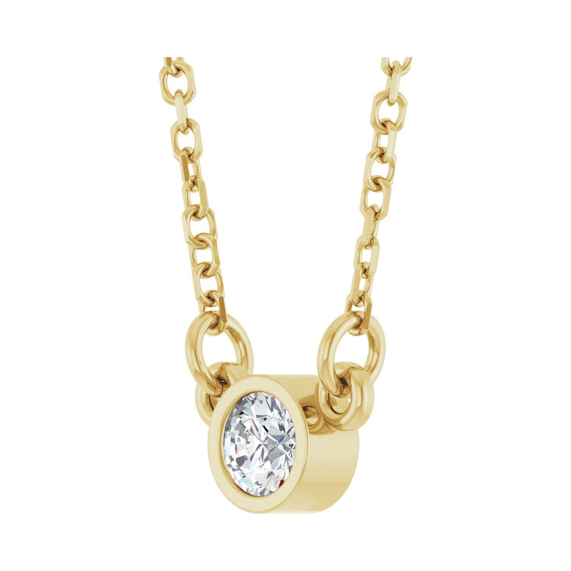 1/10 ct tw Solitaire Bezel Lab Grown Diamond Necklace in 14K Whit... - view 2