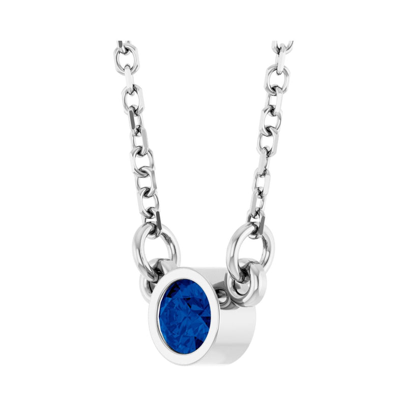 Solitaire Bezel Lab Grown Diamond Necklace in Rhodium-Plated Ster... - view 2