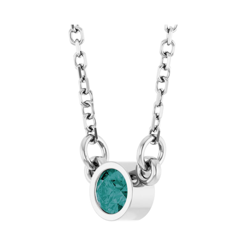 Solitaire Bezel Lab Grown Diamond Necklace in Rhodium-Plated Ster... - view 2