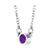 Solitaire Bezel Lab Grown Diamond Necklace in Rhodium-Plated Ster... - view 2