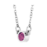 Solitaire Bezel Lab Grown Diamond Necklace in Rhodium-Plated Ster... - view 2