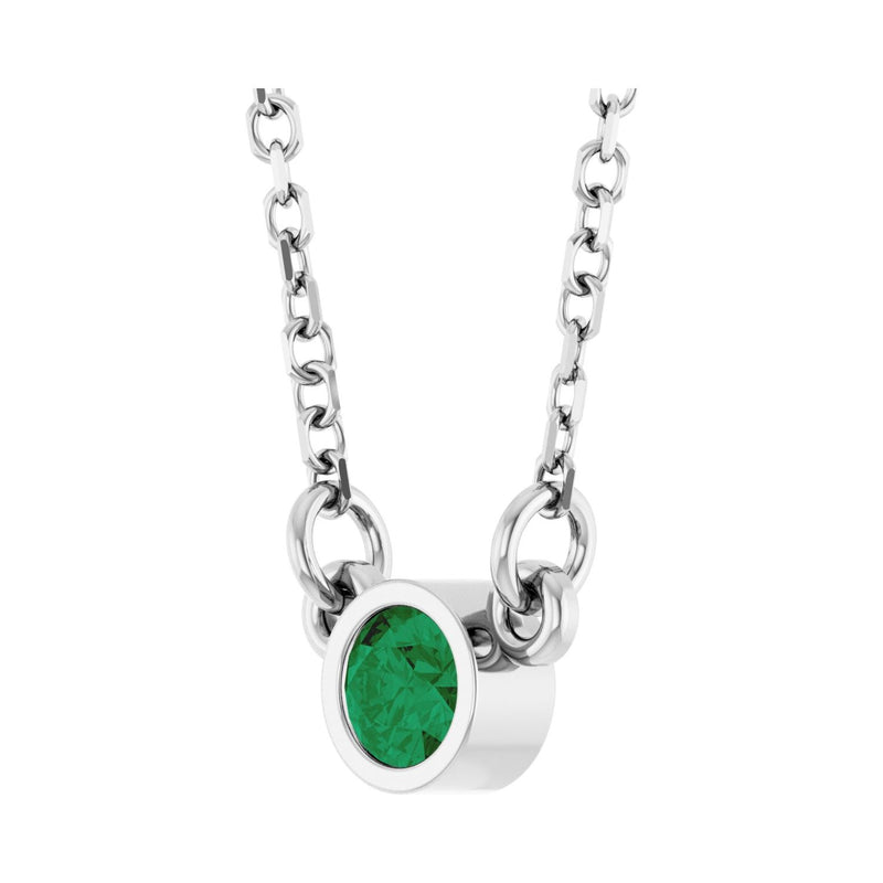 Solitaire Bezel Lab Grown Diamond Necklace in 14K White Gold (18"... - view 2