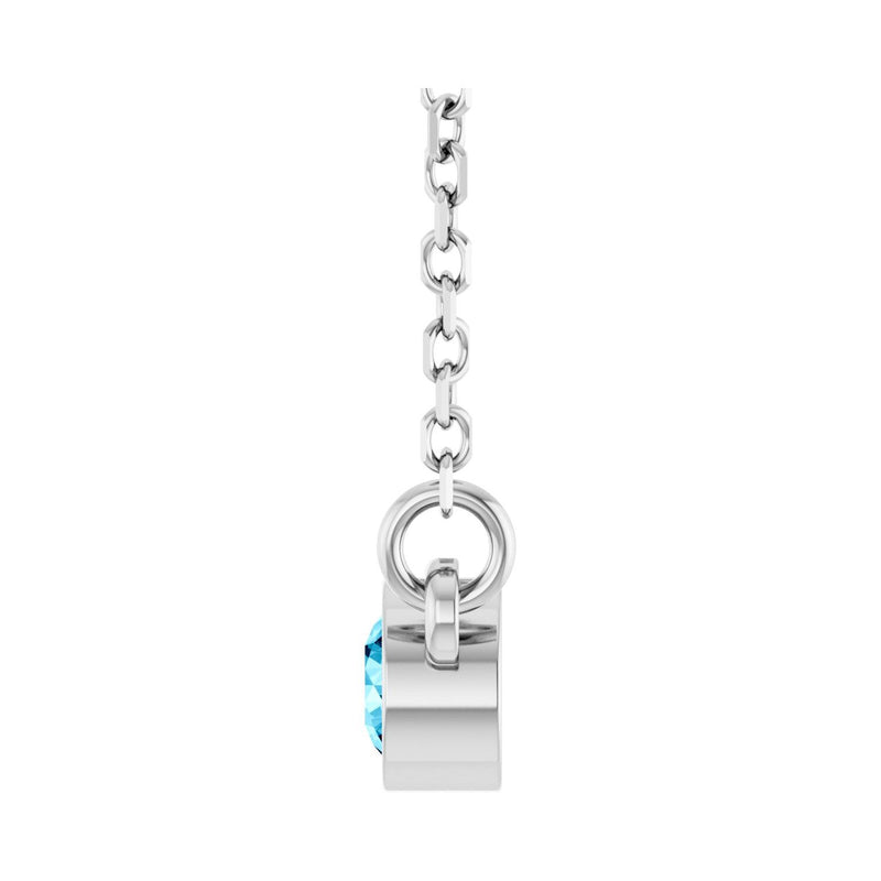 Solitaire Bezel Lab Grown Diamond Necklace in 14K White Gold (18"... - view 3