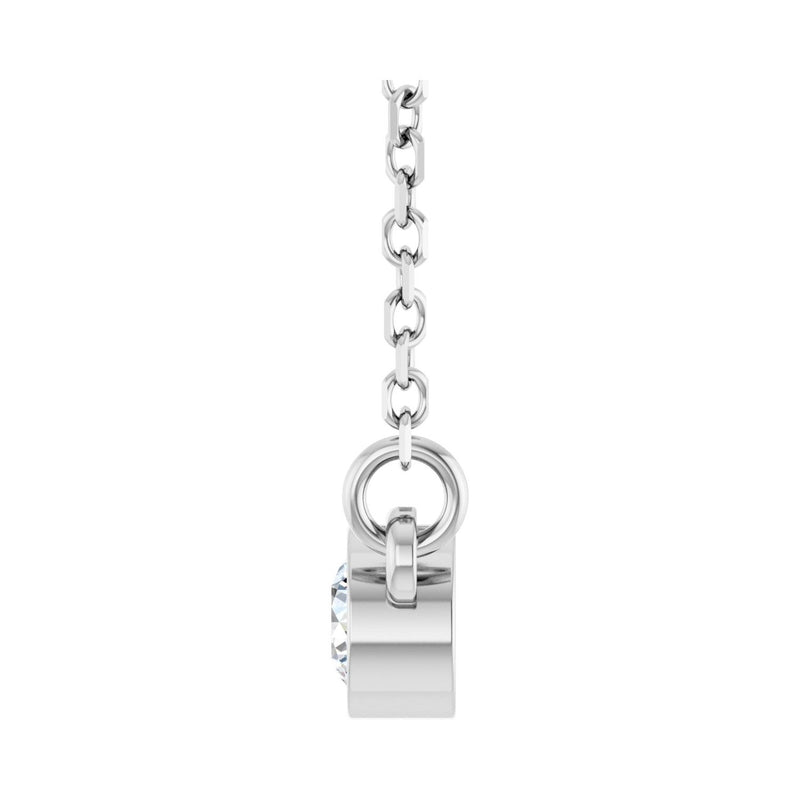 Solitaire Bezel Lab Grown Diamond Necklace in 14K White Gold (18"... - view 3