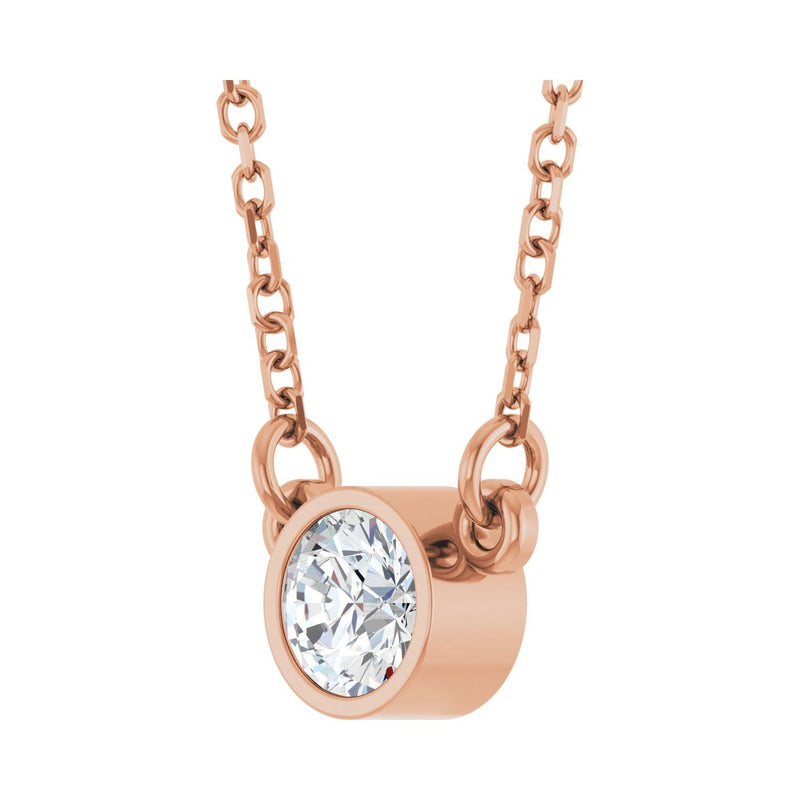 Solitaire Bezel Lab Grown Diamond Necklace in 14K Yellow Gold (18... - view 2