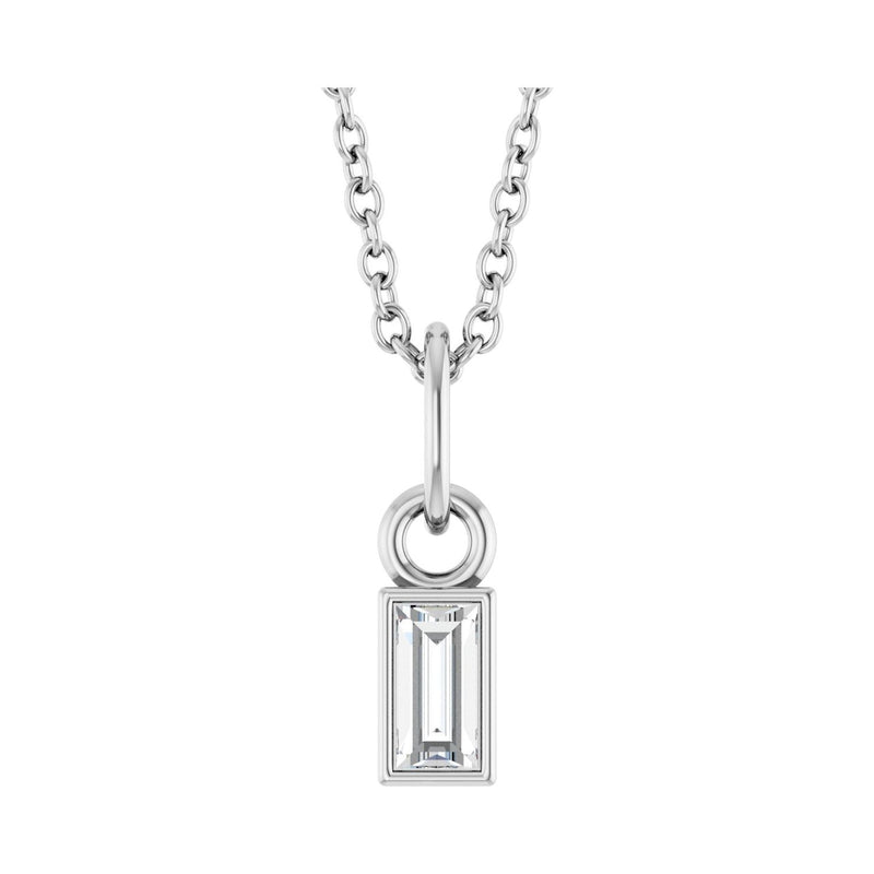 1/10 ct tw Solitaire Bezel Lab Grown Diamond Necklace in 14K Whit...