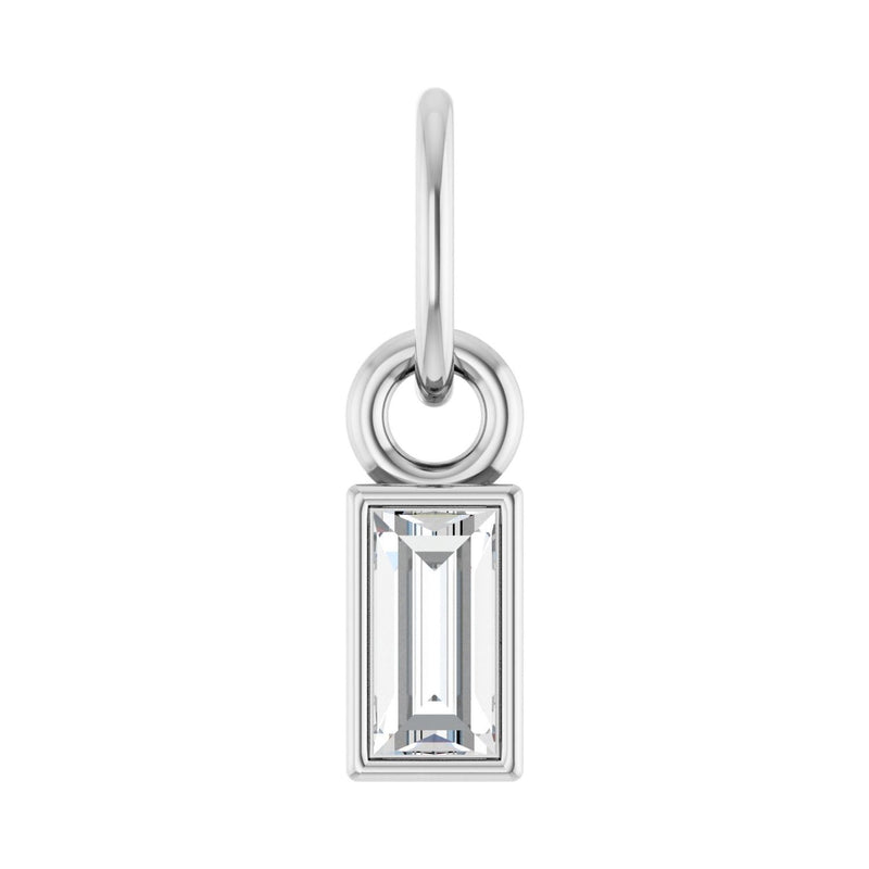 1/10 ct Straight Baguette Lab Grown Diamond Solitaire Bezel Penda...