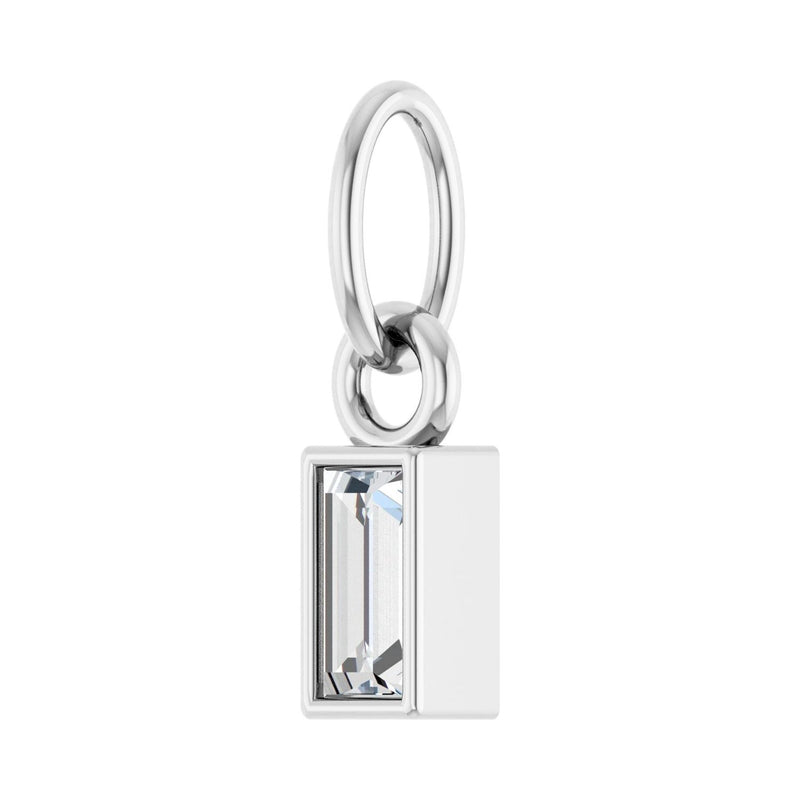 1/10 ct Straight Baguette Lab Grown Diamond Solitaire Bezel Penda... - view 2