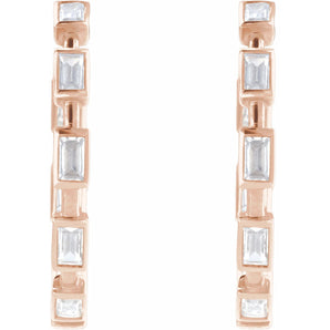 1 1/4 ct tw Straight Baguette Lab Grown Diamond Hoop Earrings in ... - view 3