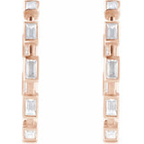 1 1/4 ct tw Straight Baguette Lab Grown Diamond Hoop Earrings in ... - view 3