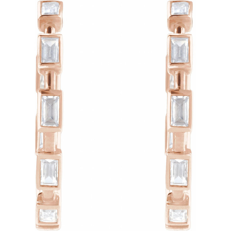 1 1/4 ct tw Straight Baguette Lab Grown Diamond Hoop Earrings in ... - view 3