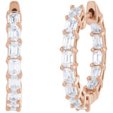 3 ct tw Emerald Lab Grown Diamond Hoop Earrings in 14K White Gold... - view 2