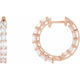3 ct tw Emerald Lab Grown Diamond Hoop Earrings in 14K White Gold...