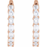 3 ct tw Emerald Lab Grown Diamond Hoop Earrings in 14K White Gold... - view 3