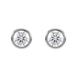 1 ct tw Round Lab Grown Diamond Bezel Stud Earrings in 14K White ... - view 2