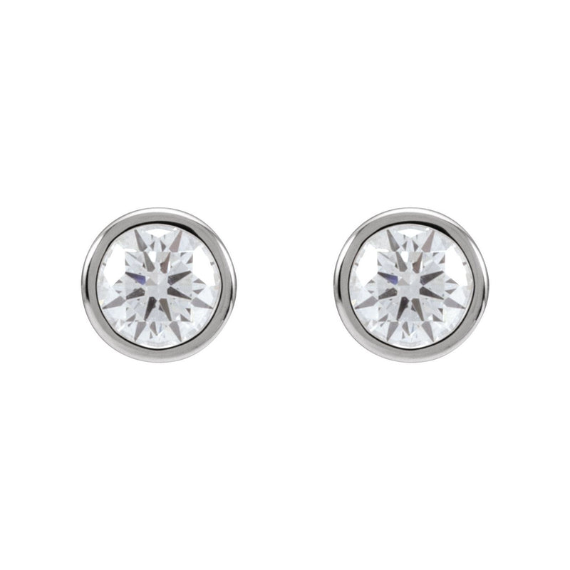 1 ct tw Round Lab Grown Diamond Bezel Stud Earrings in 14K White ... - view 2