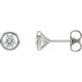 1 ct tw Round Lab Grown Diamond Bezel Stud Earrings in 14K White ...