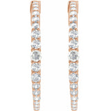 1 1/3 ct tw Round Lab Grown Diamond Accented Hoop Earrings in 14K... - view 2