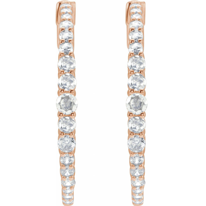 1 1/3 ct tw Round Lab Grown Diamond Accented Hoop Earrings in 14K... - view 2
