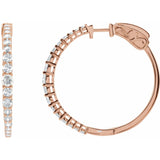 1 1/3 ct tw Round Lab Grown Diamond Accented Hoop Earrings in 14K...