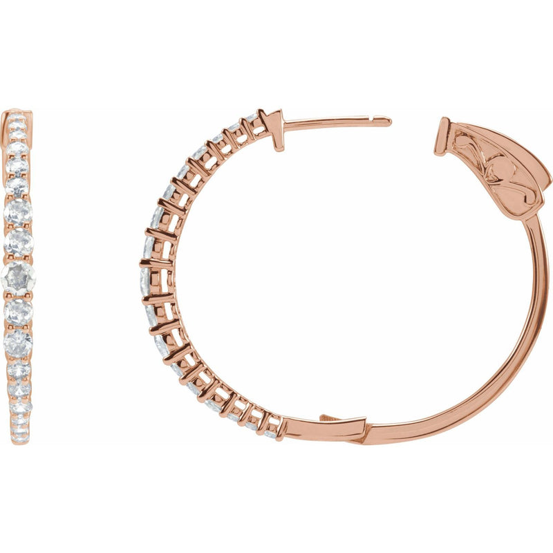 1 1/3 ct tw Round Lab Grown Diamond Accented Hoop Earrings in 14K... - view 3