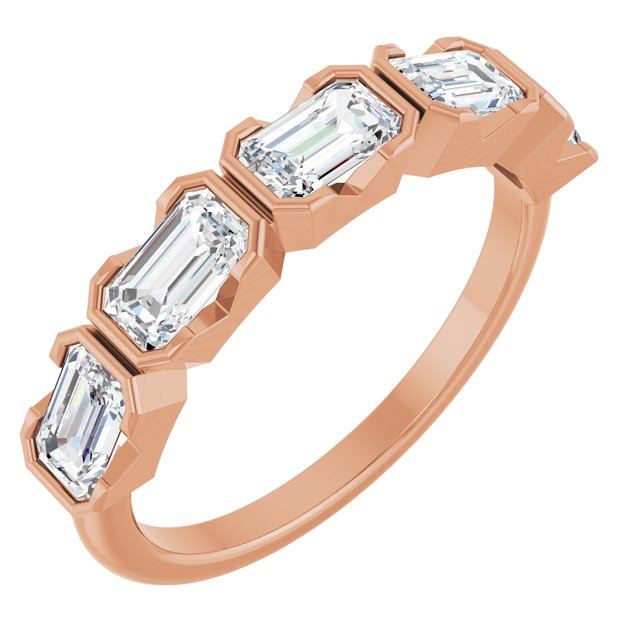 The Una — Five-Stone Bezel Anniversary Band - Rose