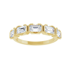 1 1/2 ct tw Five-Stone Bezel Lab Grown Anniversary Band in 14K Wh... - view 3