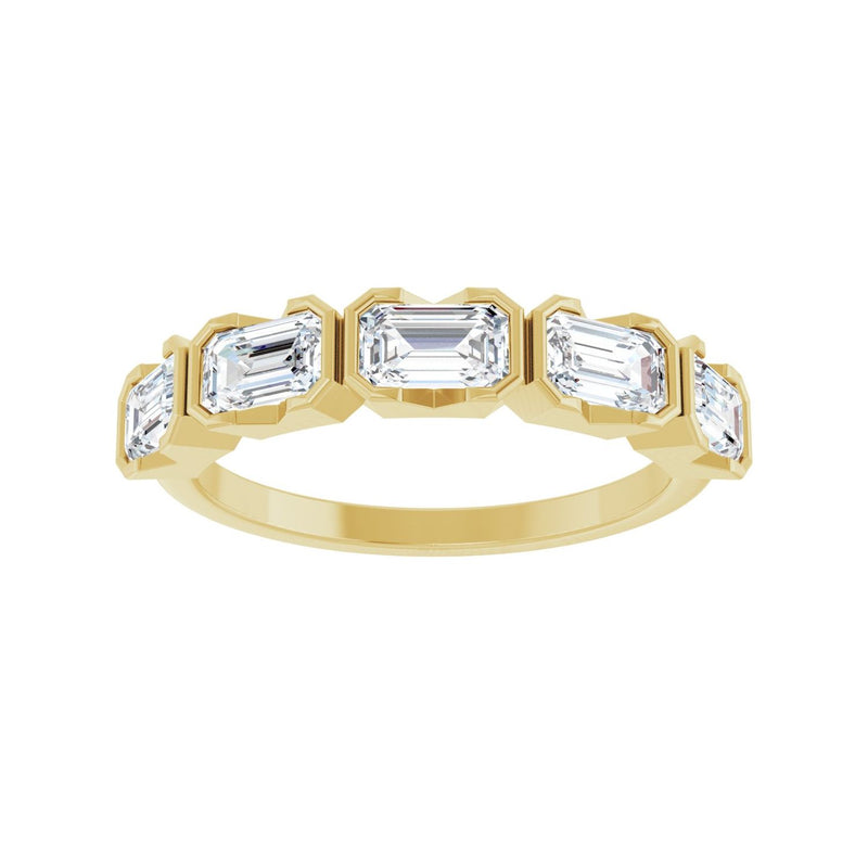 1 1/2 ct tw Five-Stone Bezel Lab Grown Anniversary Band in 14K Wh... - view 3
