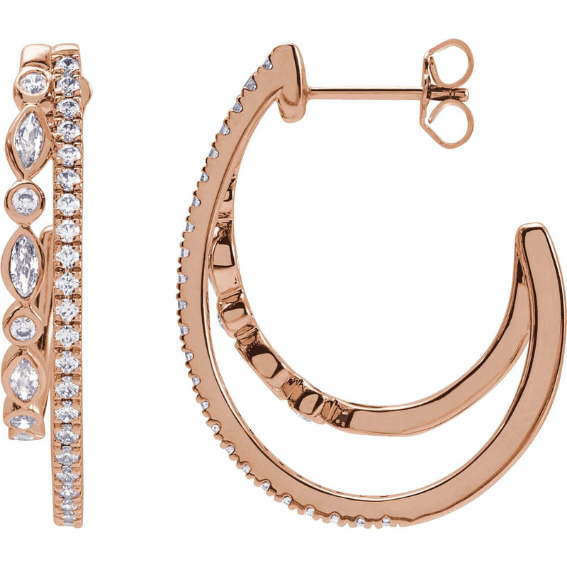 1 1/5 ct tw Marquise Lab Grown Diamond Accented Hoop Earrings in ...