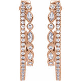 1 1/5 ct tw Marquise Lab Grown Diamond Accented Hoop Earrings in ... - view 3