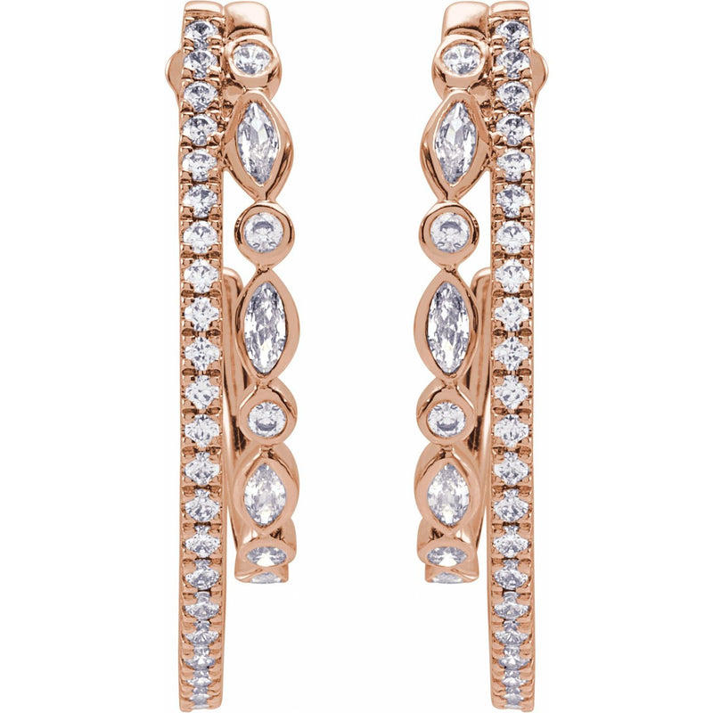 1 1/5 ct tw Marquise Lab Grown Diamond Accented Hoop Earrings in ... - view 3