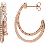 1 1/5 ct tw Marquise Lab Grown Diamond Accented Hoop Earrings in ... - view 2