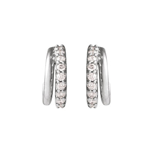 1/6 ct tw Round Lab Grown Diamond Accented Hoop Earrings in 14K W... - view 3