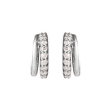 1/6 ct tw Round Lab Grown Diamond Accented Hoop Earrings in 14K W... - view 3