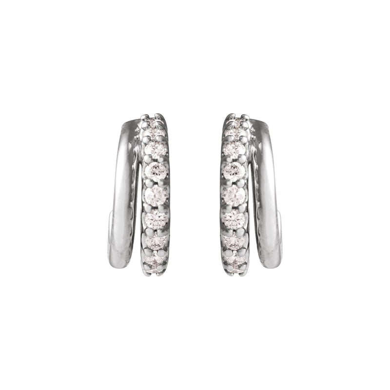 1/6 ct tw Round Lab Grown Diamond Accented Hoop Earrings in 14K W... - view 3