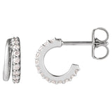 1/6 ct tw Round Lab Grown Diamond Accented Hoop Earrings in 14K W... - view 2