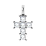 1 ct Square Lab Grown Diamond Accented Cross Pendant in 14K White...
