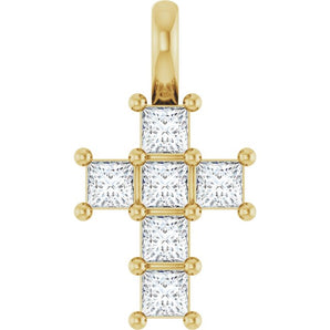 The Aspen — Square Accented Cross Pendant - Yellow