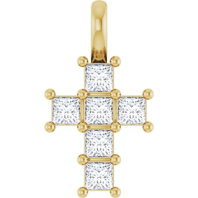 The Aspen — Square Accented Cross Pendant - Yellow