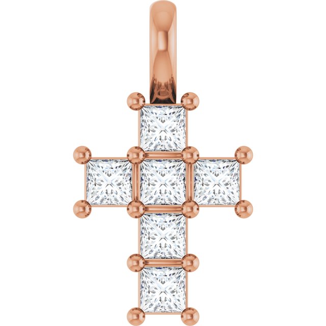 The Aspen — Square Accented Cross Pendant - Rose