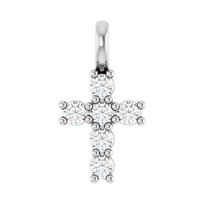 1 1/2 ct Round Lab Grown Diamond Accented Cross Pendant in 14K Wh...